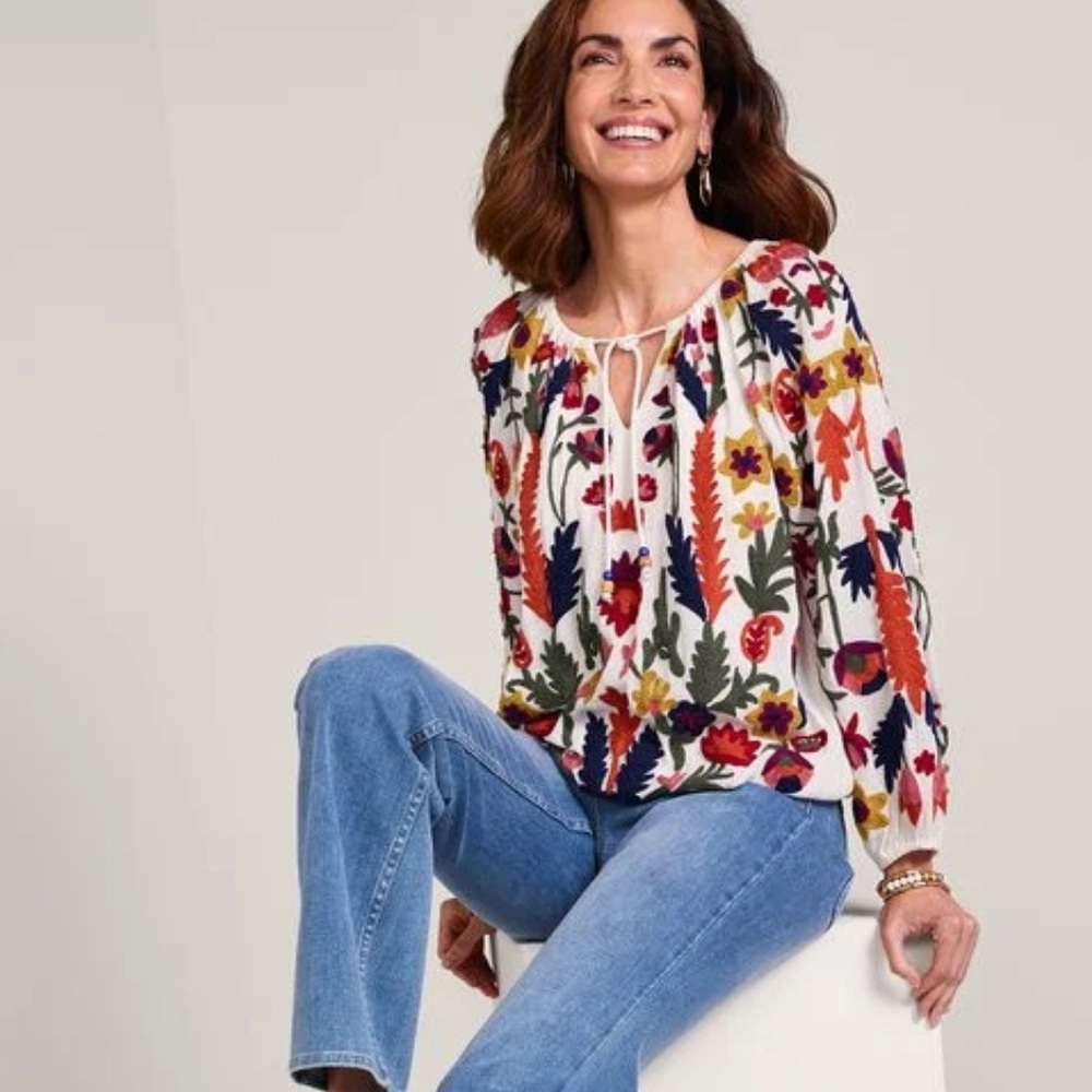 Soft Surroundings Banjara Gypsy Boho Peasant Top Sz M - Picture 4 of 13